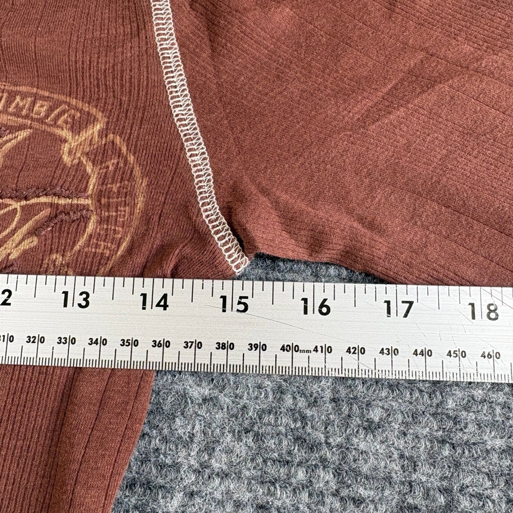 Abercrombie & Fitch Brown Ribbed Henley Top Y2K Logo Contrast Stitch Size M - Picture 4 of 6